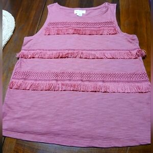 Liz Claiborne Pink Ruffled Sleeveless Tank‎ Top